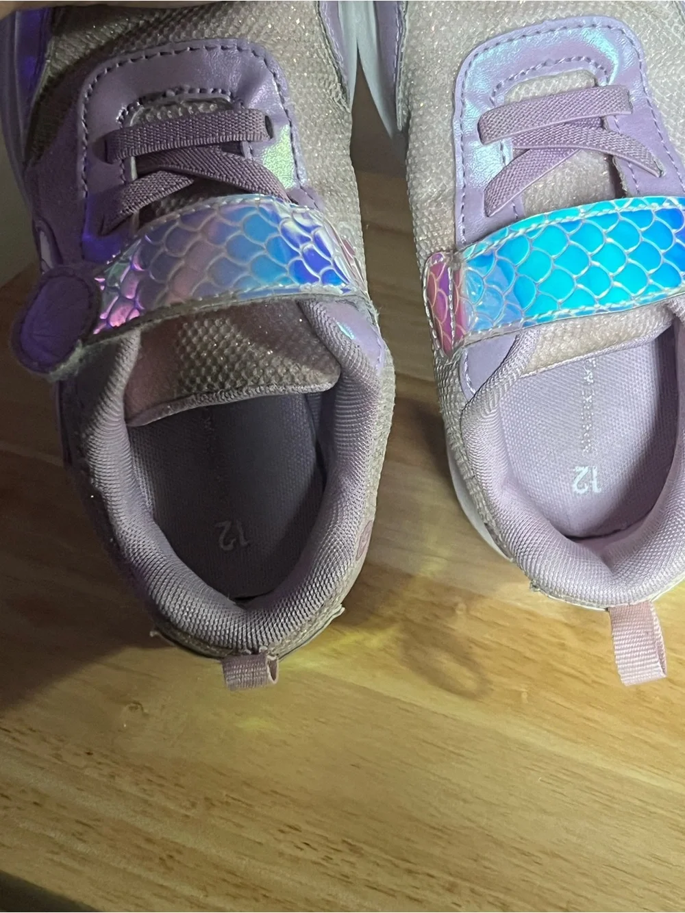 Kids Pink Glitter Strap Sneakers with Holographic Detail